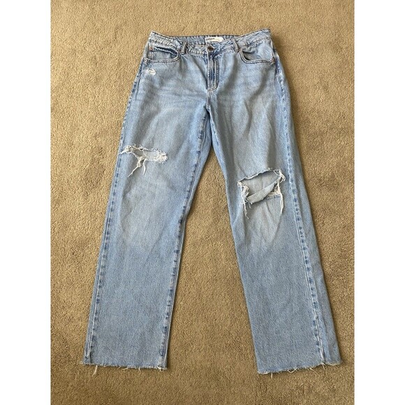 Garage Denim - Garage Denim High Rise Distressed Straight Leg Light Wash Jeans Size 9/29